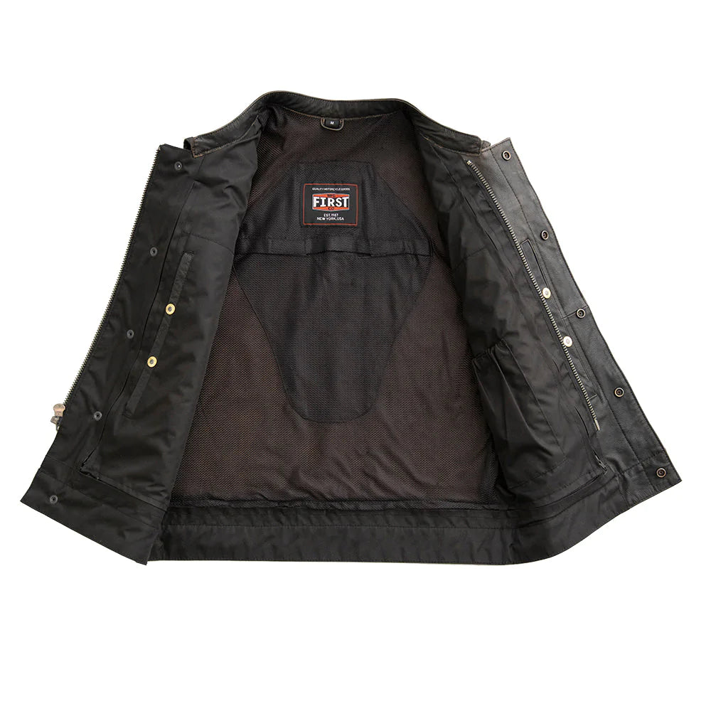 Sharp Shooter (Olive) Motorcycle Leather Vest
