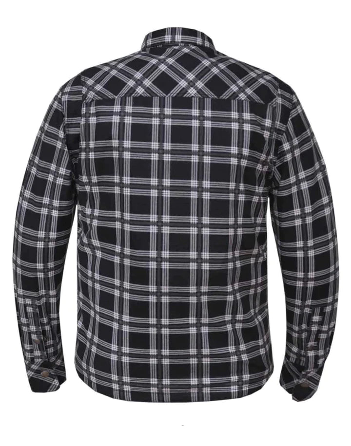 Reinforced Black and White Flannel - Extreme Biker Leather