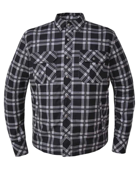 Reinforced Black and White Flannel - Extreme Biker Leather