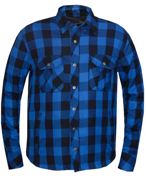 Reinforced Black and Blue Flannel - Extreme Biker Leather