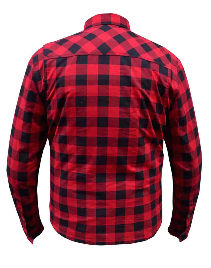 Reinforced Black and Red Flannel - Extreme Biker Leather
