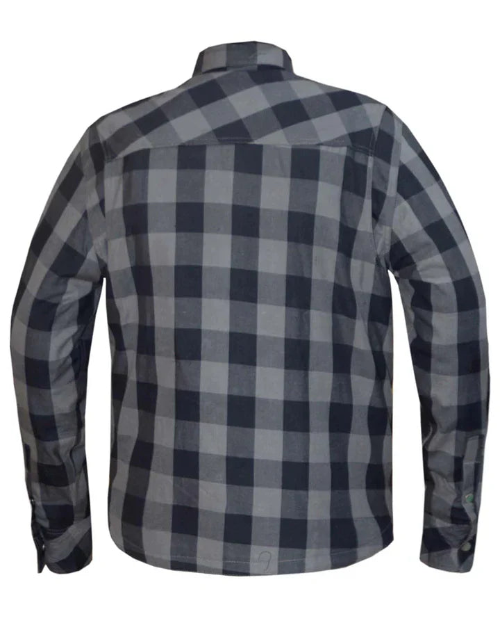 Reinforced Grey and Black Flannel - Extreme Biker Leather