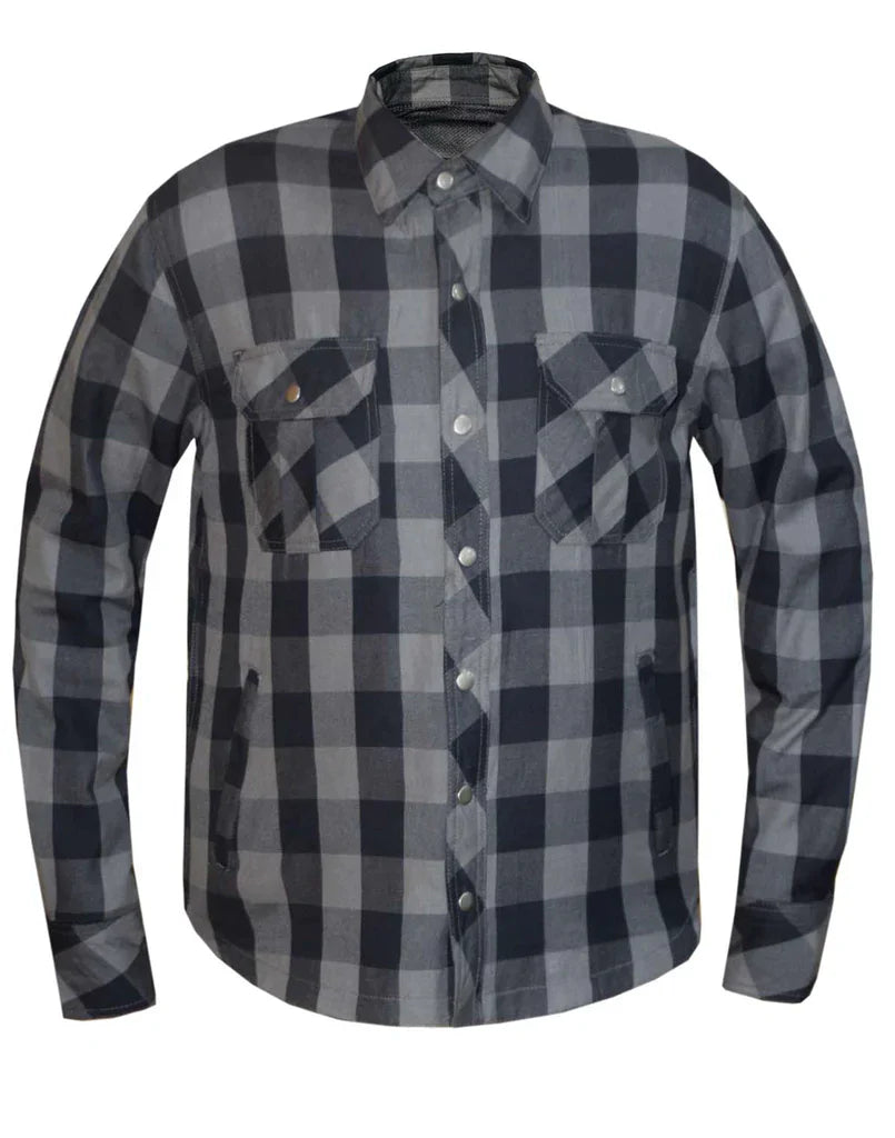 Reinforced Grey and Black Flannel - Extreme Biker Leather