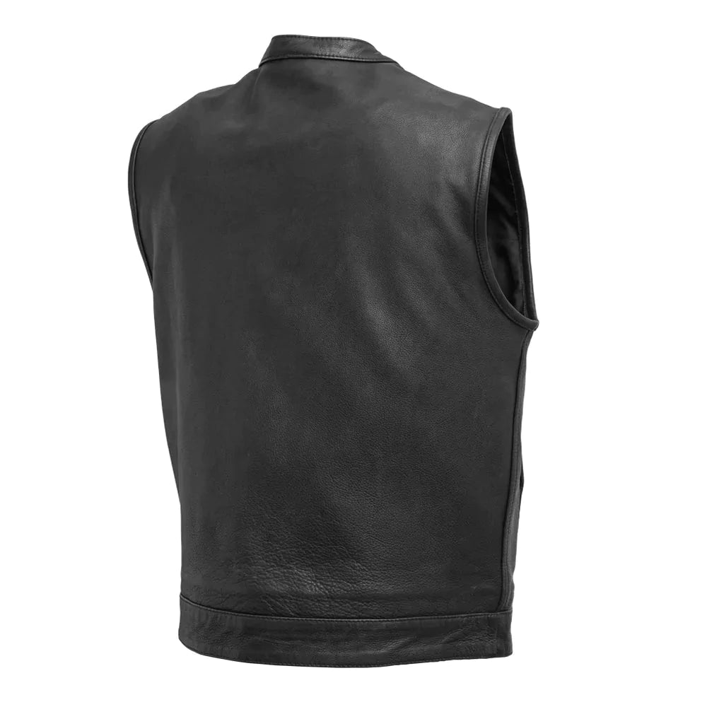 Top Rocker (Black) - Motorcycle Leather Vest - Extreme Biker Leather