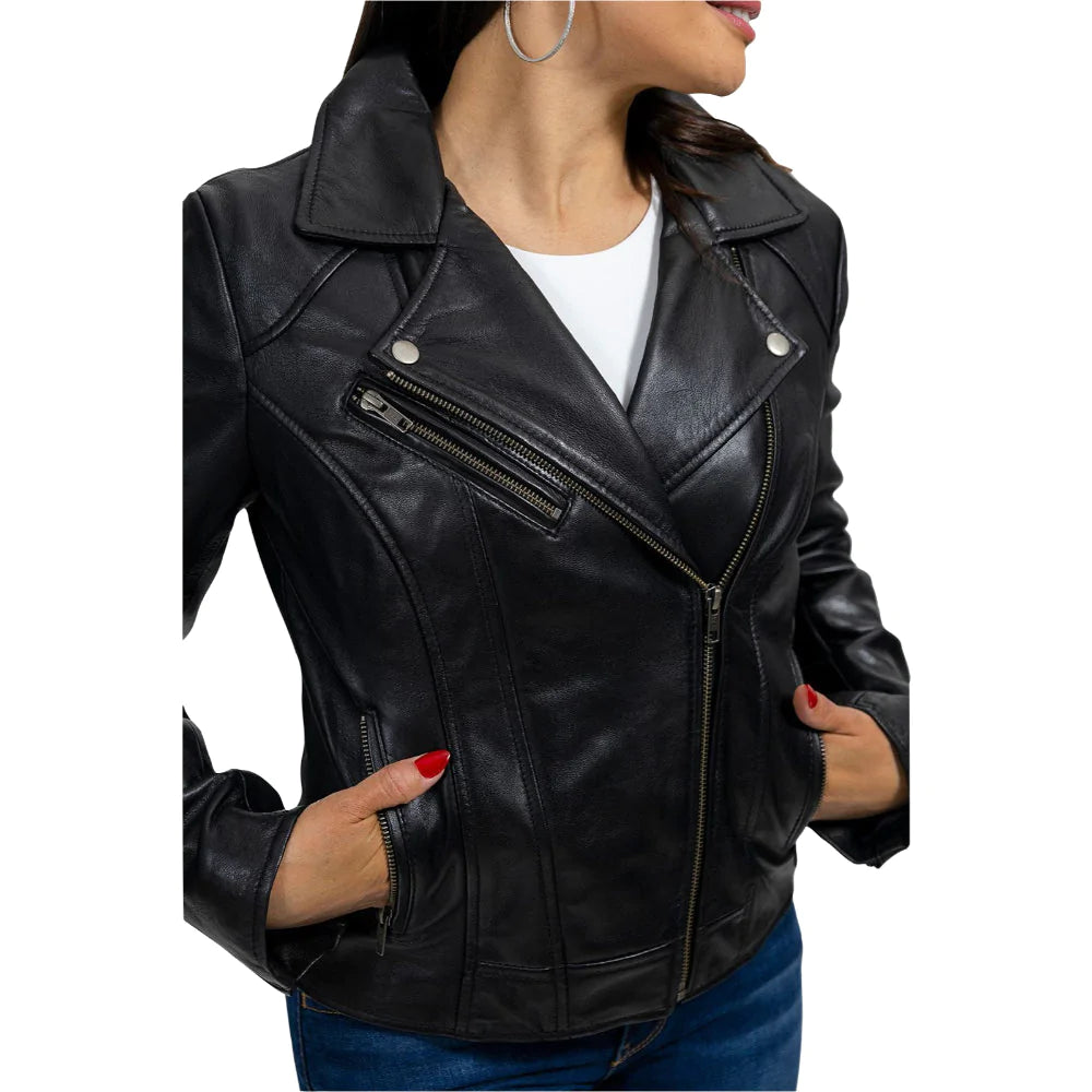 Betsy Womens Fashion Leather Jacket black