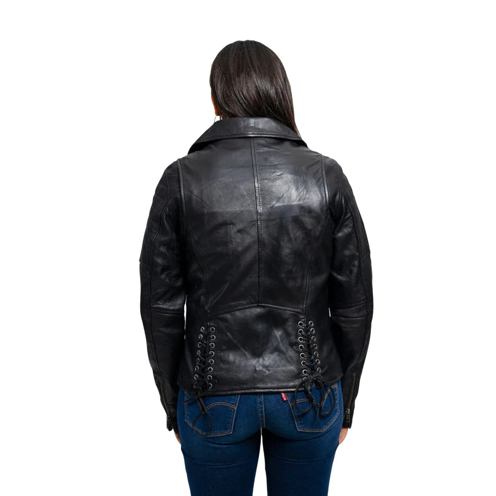 Princess Womens Moto Leather Jacket Black