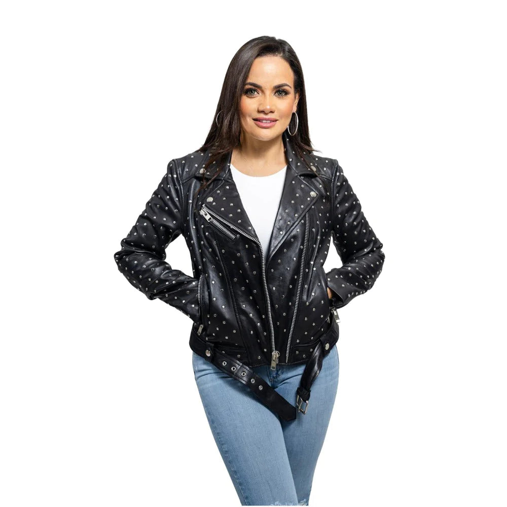 Claudia Womens Fashion Leather Jacket Black