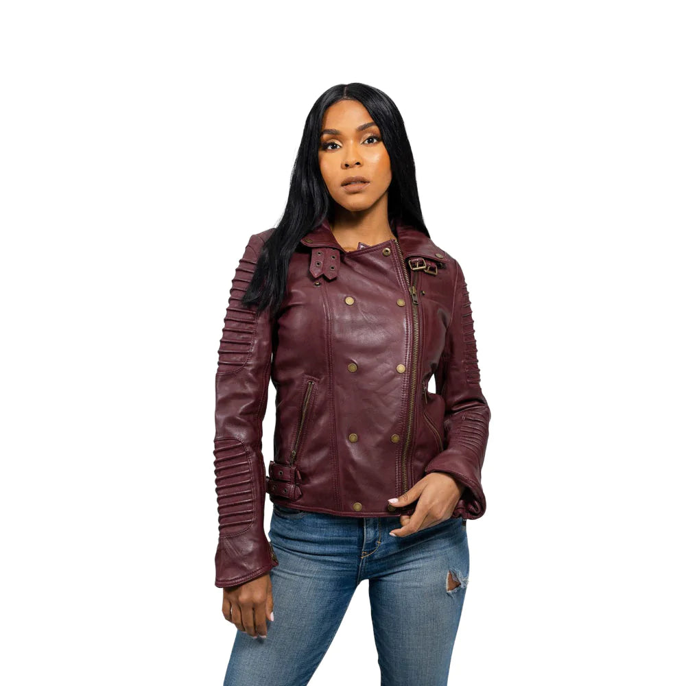 Queens Womens Leather Jacket Oxblood