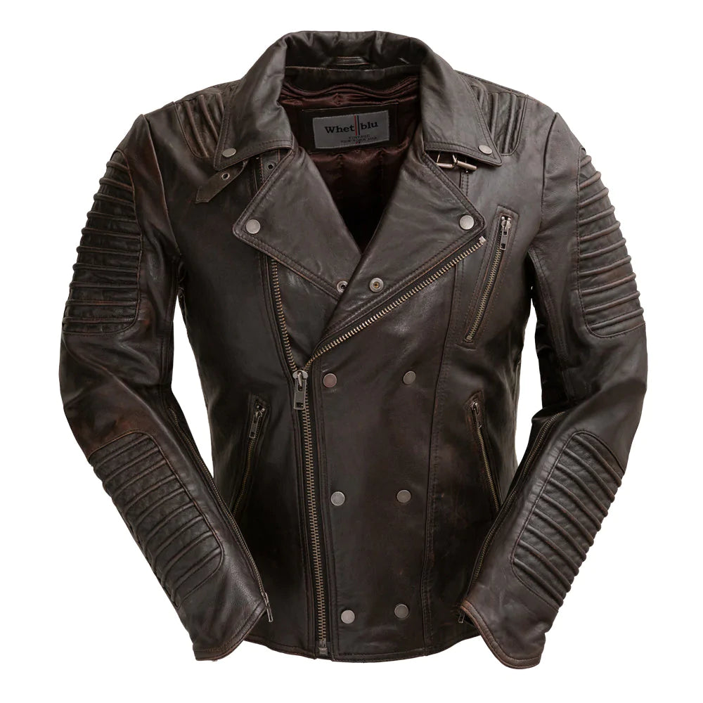 Brooklyn Mens Lambskin Leather Jacket Black Cognac