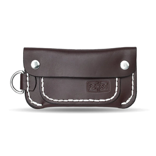 Brown Leather Half Trucker Wallet with carry ring