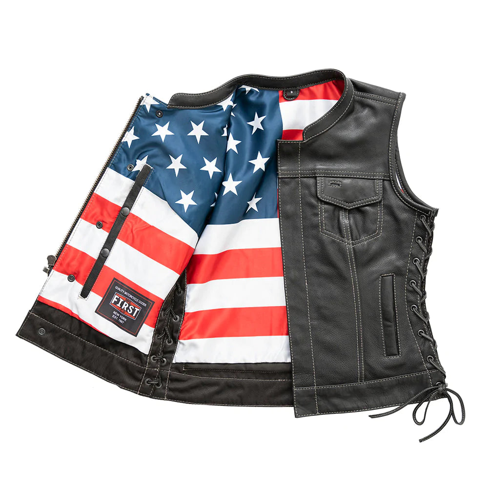 Liberty Women's Club Style Motorcycle Leather Vest - Limited Edition