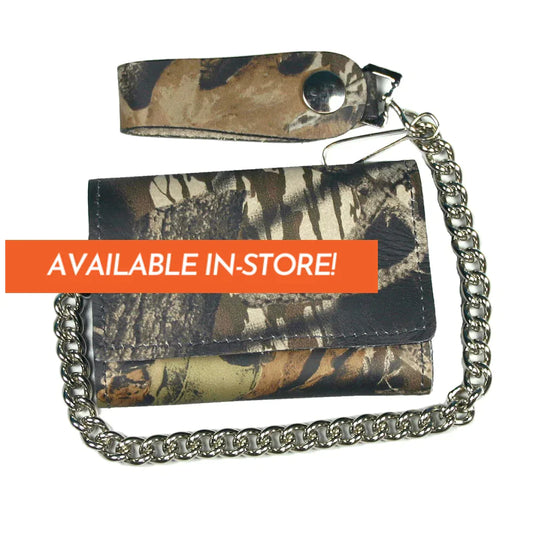 Hunting Camo 4 Tri-Fold Wlc3002 Leather Tri-Fold Wallet With Chain Hot Leathers