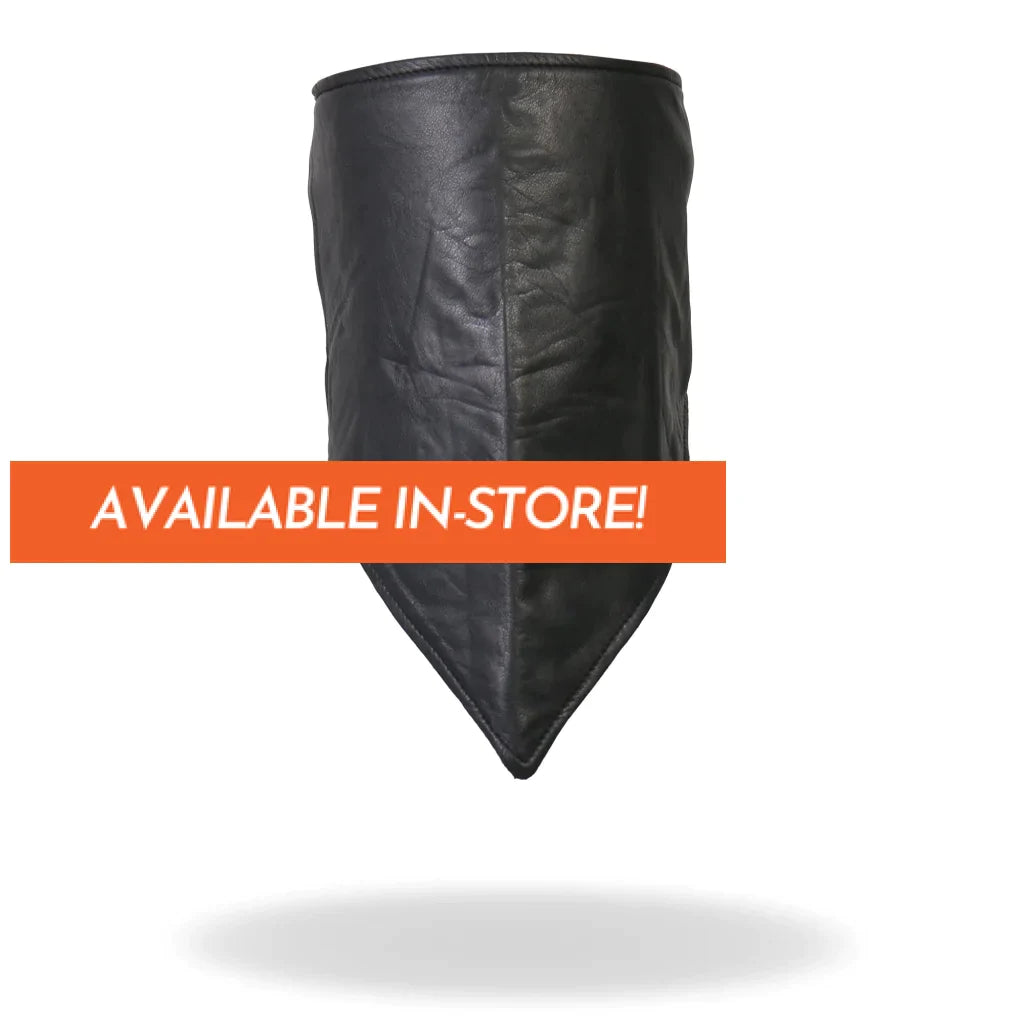 Black Leather Neck Warmer With Fleece Liner Soft Black Nwl1009 Hot Leathers Face Mask