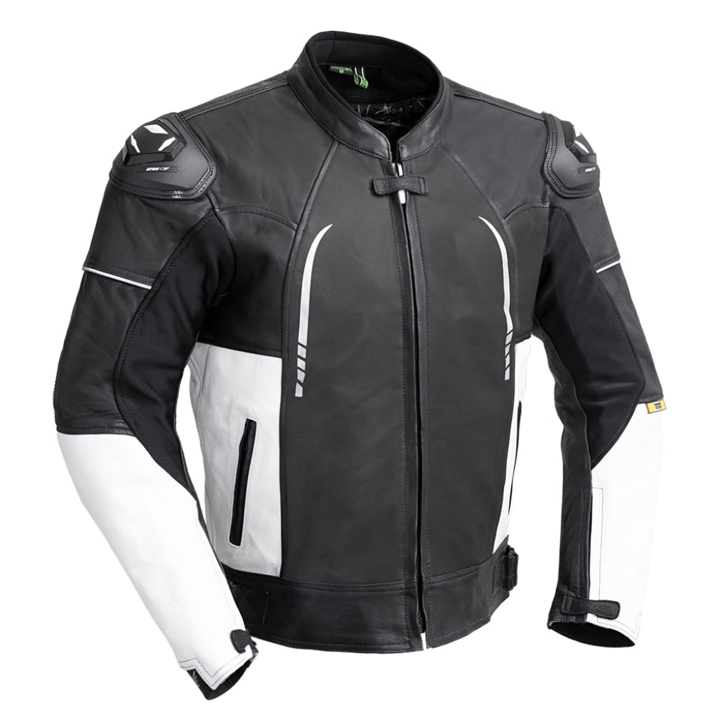 Leather Racing Jacket S / Black White Mens