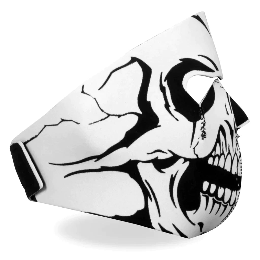 Neoprene Full Face Mask - Black White Skull Fma1012 | Hot Leathers