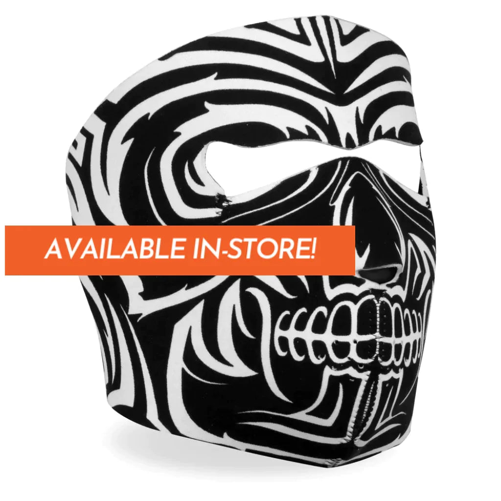 Neoprene Full Face Mask Black White Clown Skull Motorcycle Protective Gear and Accessories