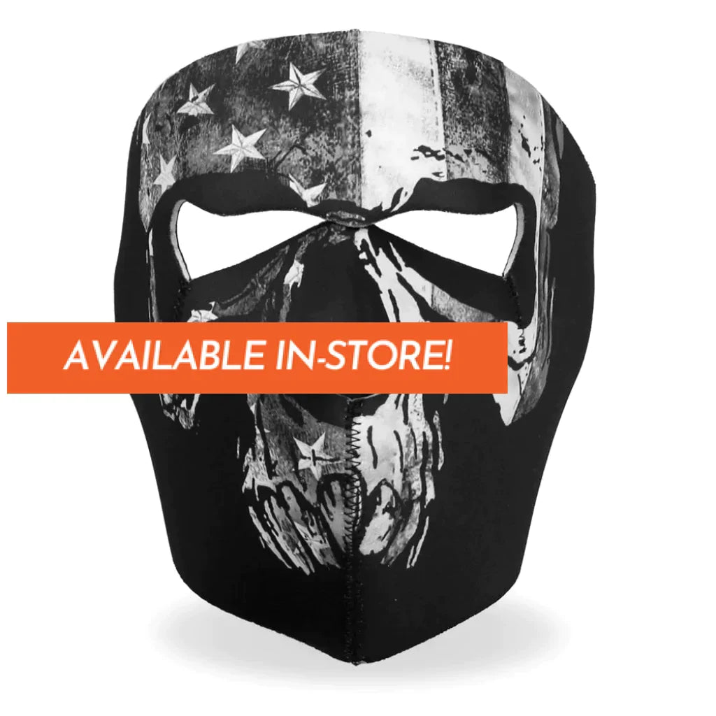 Neoprene Full Face Mask Black Punisher Gray American Flag Skull Face Motorcycle Protective Riding Gear and Accessories