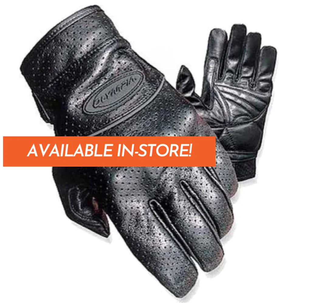 Olympia Perforated Full Throttle 04521 Flexible Leather Reinforced Knuckle Motorcycle Gloves |