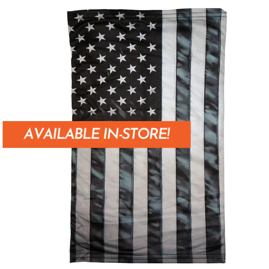 Polyester Neck Gaiter Black Gray American Flag Hot Leathers Face Mask