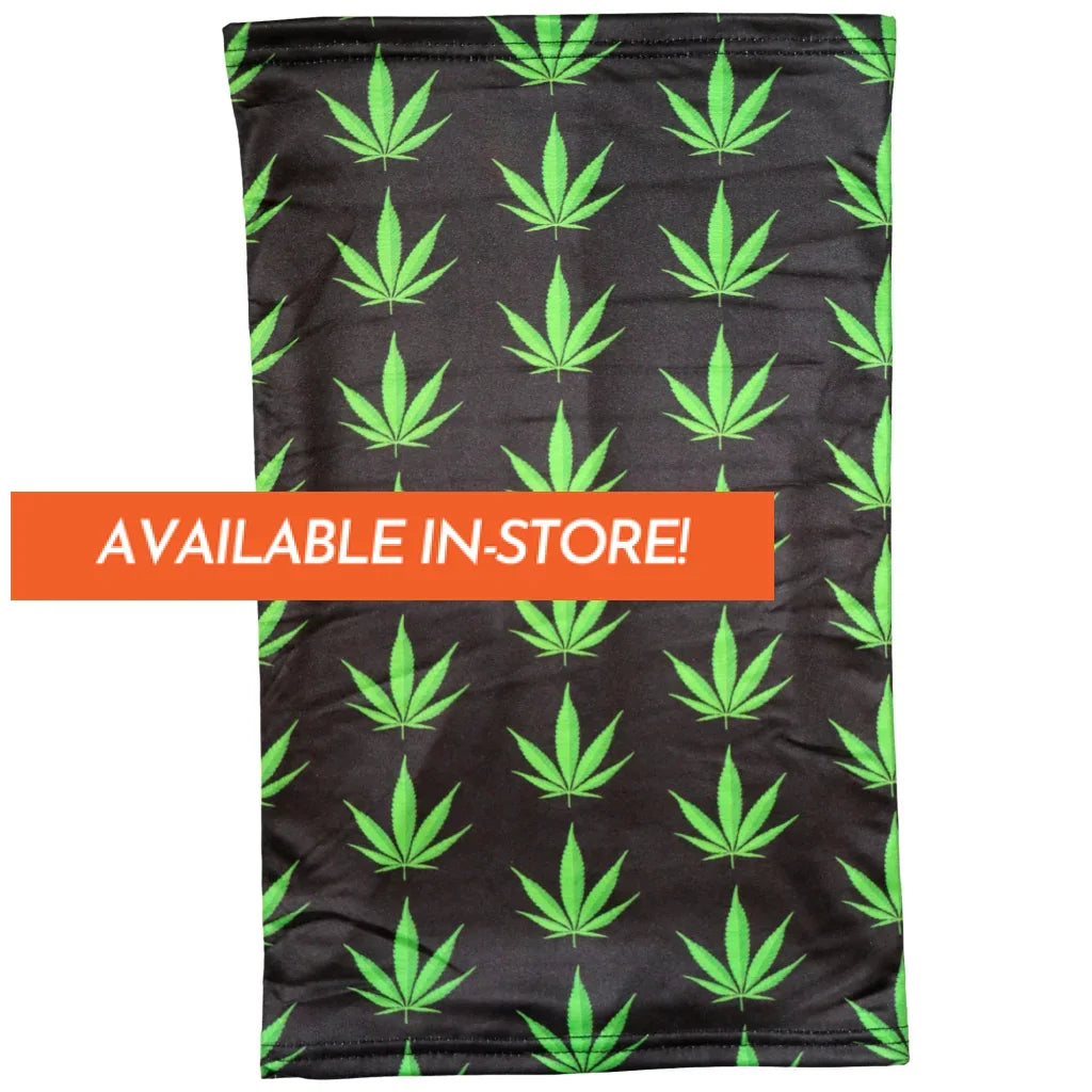 Polyester Neck Gaiter Green Cannabis Weed Pot Leaf Hot Leathers Face Mask