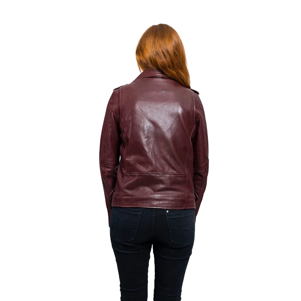 Rebel Womens Leather Jacket Oxblood
