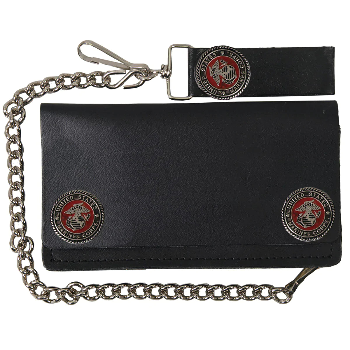 6" US Marines Bi-Fold WLA2012 Leather Snap Bi-Fold Wallet with Chain | Hot Leathers