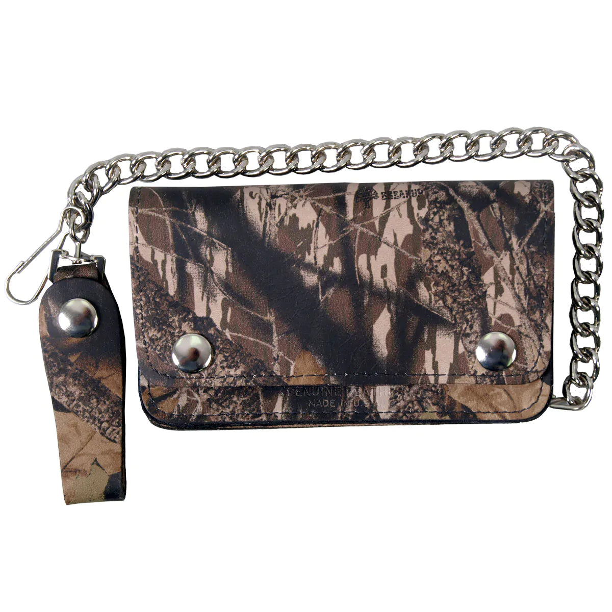 Hunting Camo 6" Bi-fold WLC3002 Leather Bi-Fold Wallet with Chain | Hot Leathers